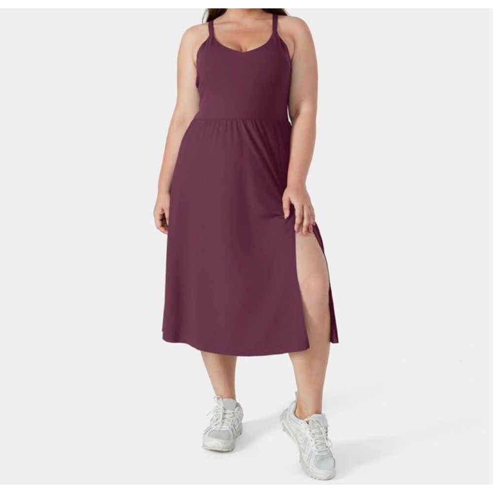 HALARA Plum Midi Tank Dress with Side Slit